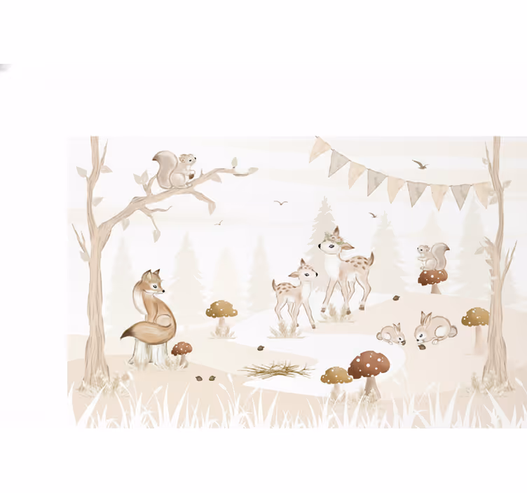 Whimsical woodland nursery forest wall mural - TenStickers
