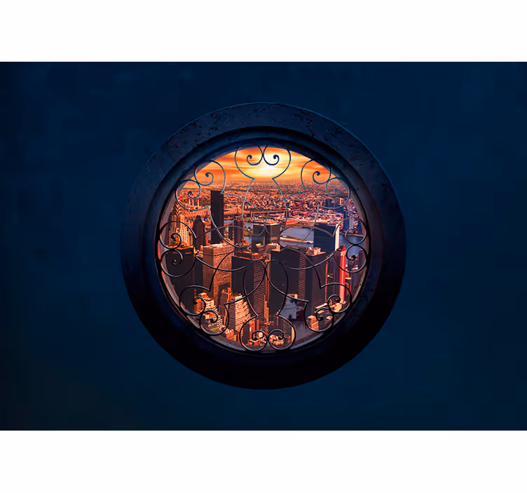 Urban Porthole View 3D wall mural - TenStickers