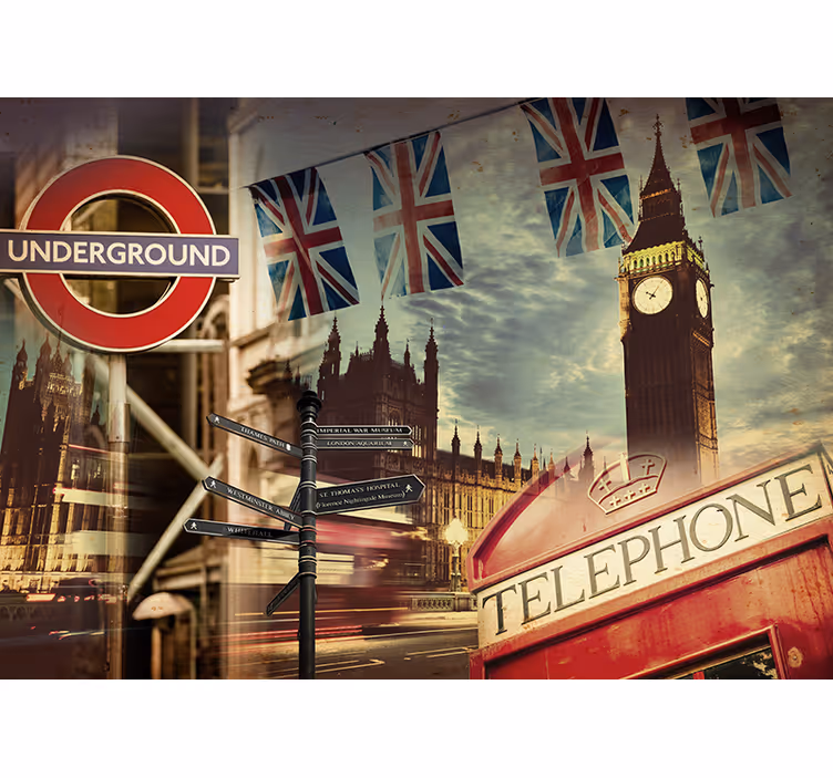 London wall mural london collage - TenStickers