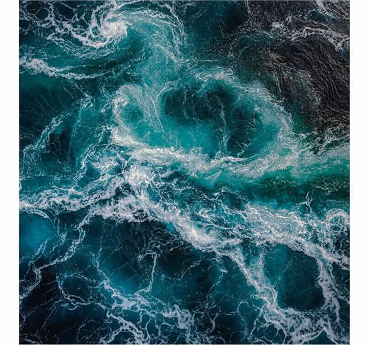 Bathroom wall mural deep ocean wave design - TenStickers