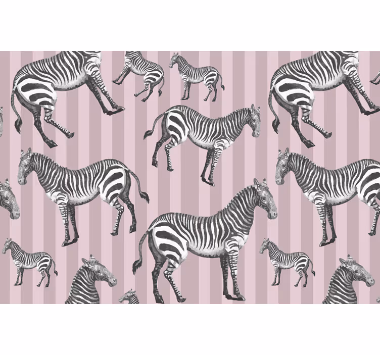 African wall mural vintage zebra illustration pattern - TenStickers
