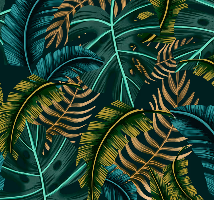 Jungle wall mural tropical leaves design - TenStickers