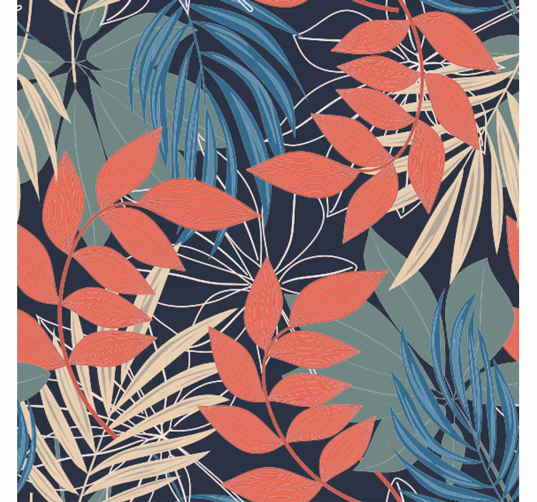 Jungle wall mural modern elegant flora and fauna pattern - TenStickers