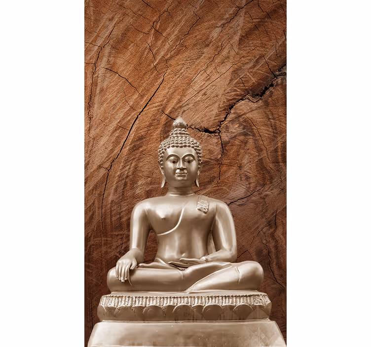 Buddha wall mural wooden buddha art - TenStickers
