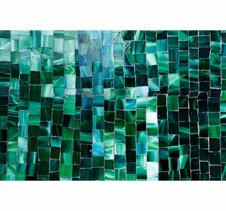 Bathroom wall mural in gradient green mosaic tile - TenStickers