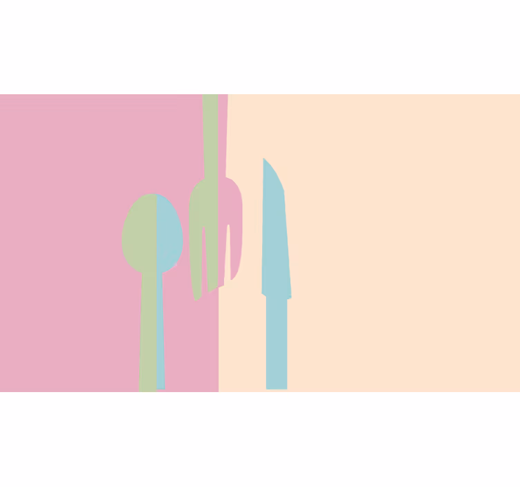 Kitchen wall mural pastel color utensils design - TenStickers