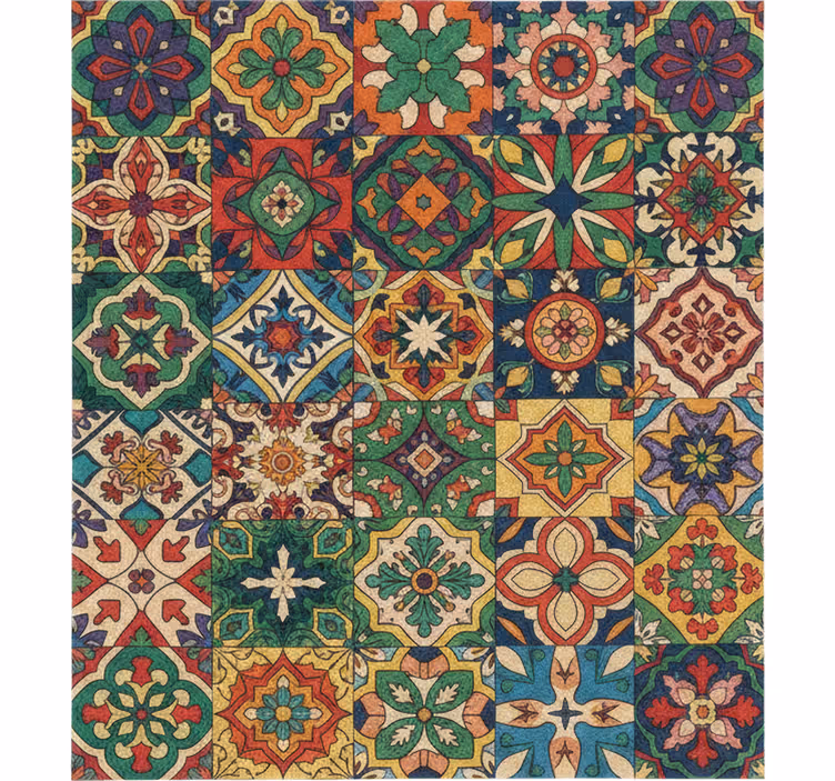 Kitchen wall mural colorful tile design - TenStickers