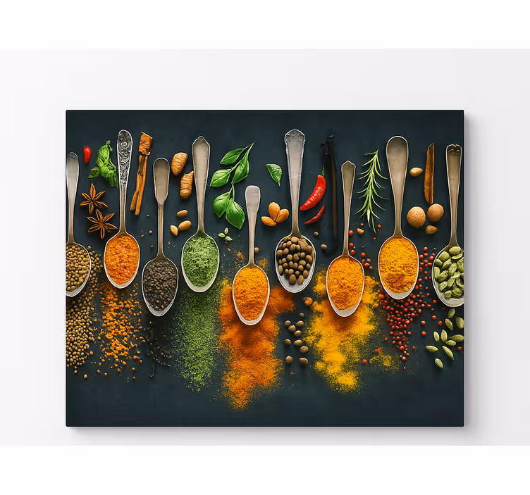 Kitchen wall mural spices on spoons design - TenStickers