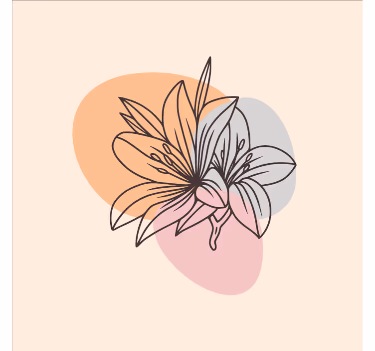 Beige wall mural cute pair of flowers minimalist design - TenStickers