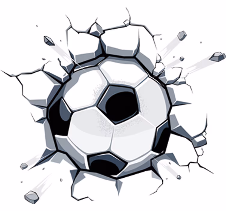 White wall mural 3d kids football decor - TenStickers