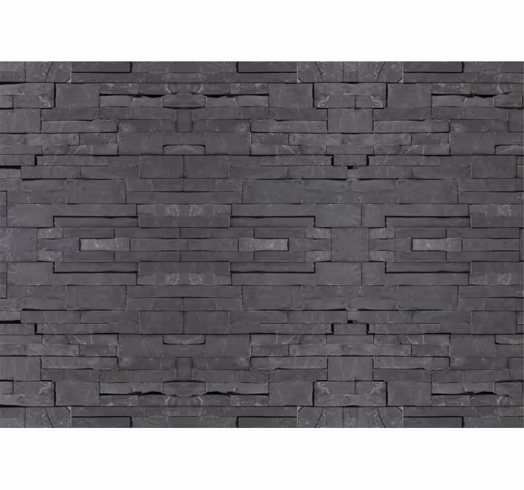 Grey wall mural with black brick design - TenStickers