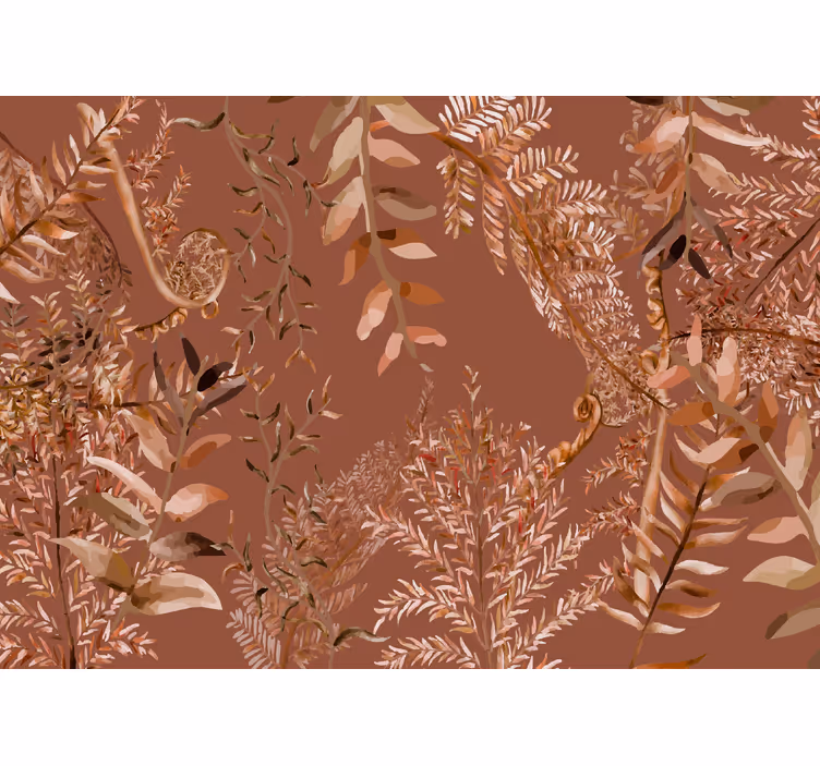Terracotta wall mural with lush foliage - TenStickers