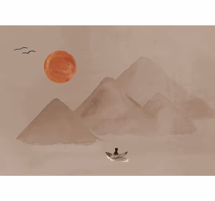 Terracotta wall mural in japanese style ambiance - TenStickers