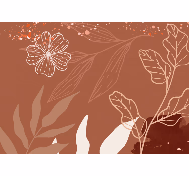 Terracotta wall mural minimalistic leaf design - TenStickers