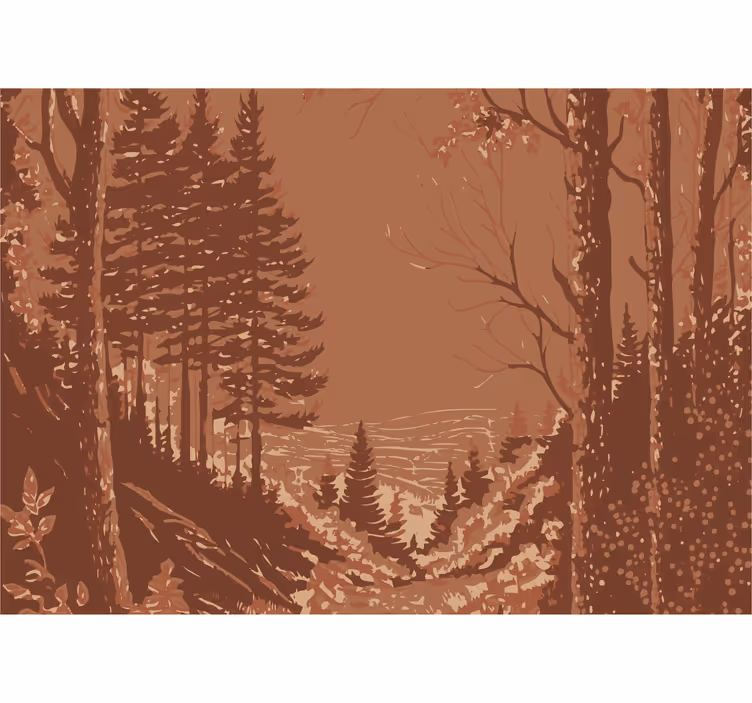 Terracotta wall mural nature abstract design - TenStickers