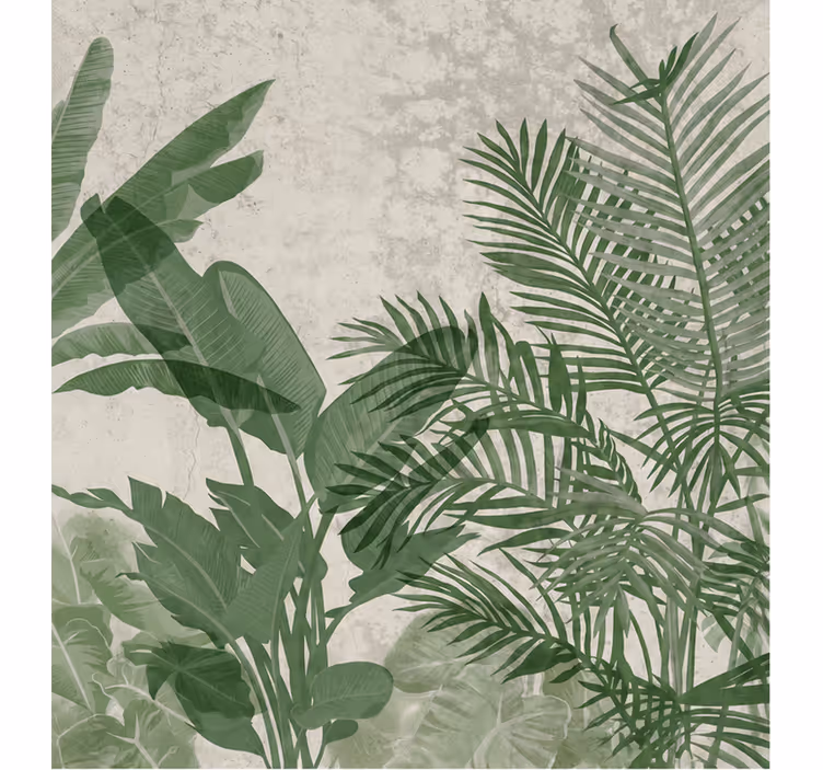 Nature wall mural jungle leaves minimalistic - TenStickers