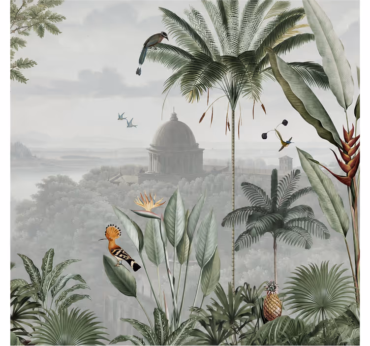 Nature wall mural tropical temple view - TenStickers