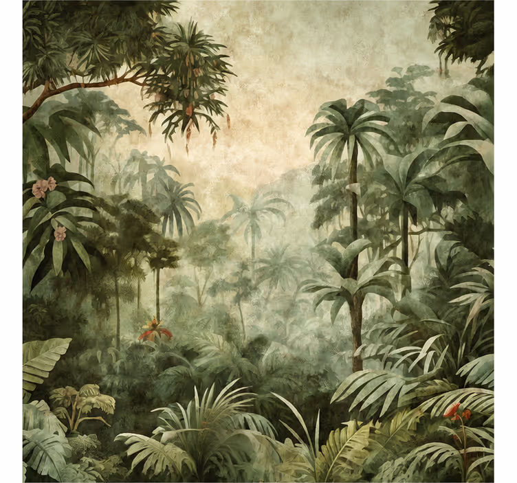 Nature wall mural rainforest plants view - TenStickers