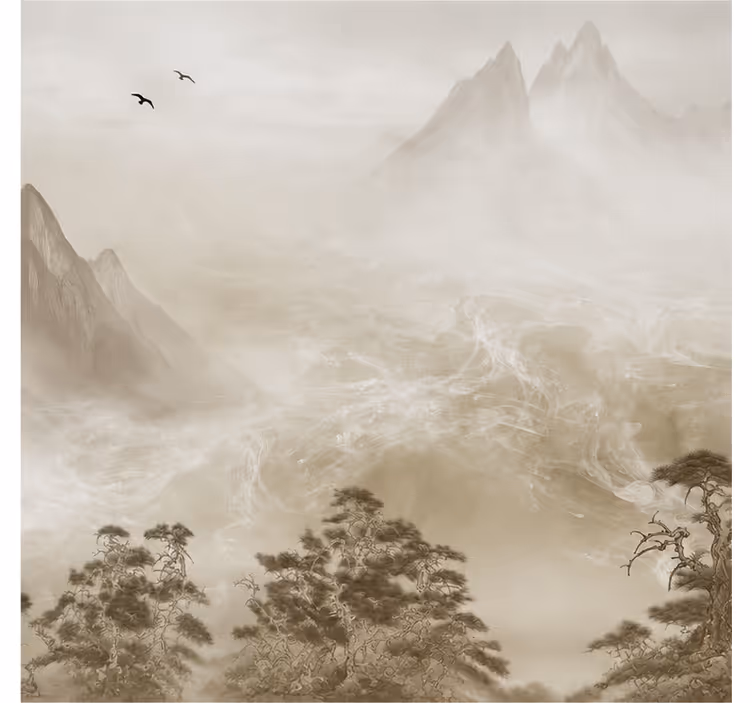 Nature wall mural peaceful mountain landscape - TenStickers