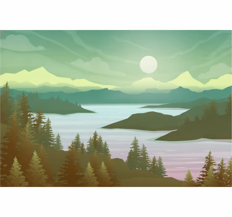 Entrance wall mural river and nature scene - TenStickers