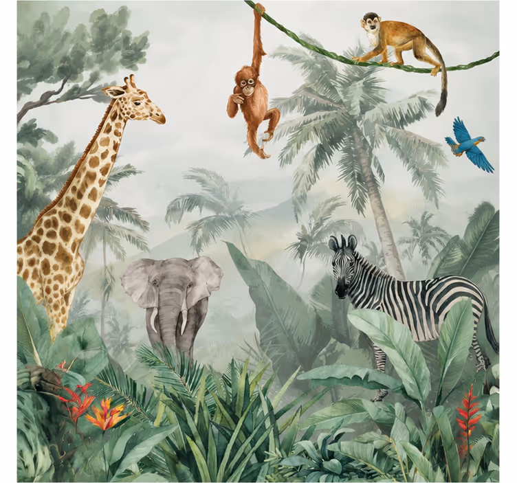 Jungle wall mural nature scene for home decor - TenStickers