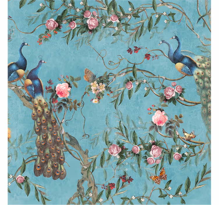 Nature wall mural peacock jungle - TenStickers