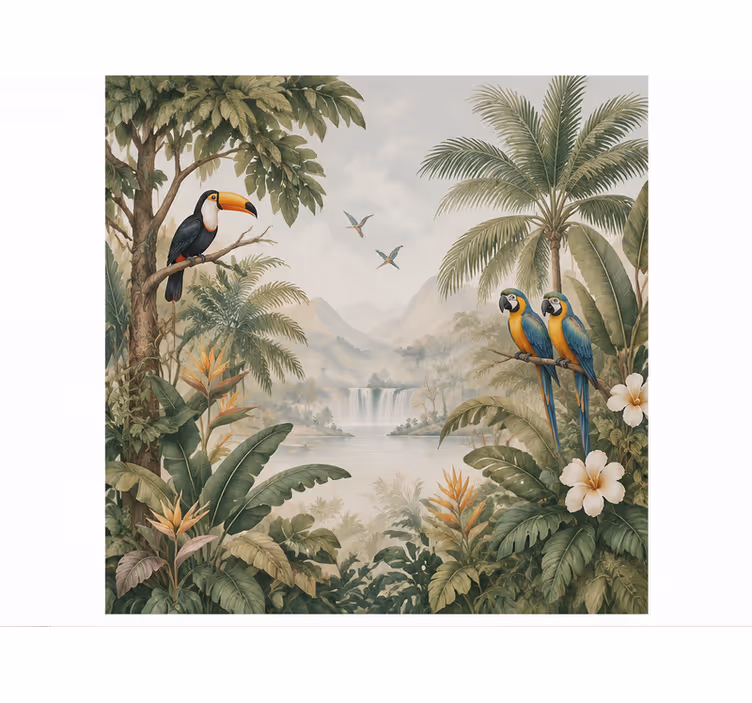 Jungle wall mural with birds - TenStickers