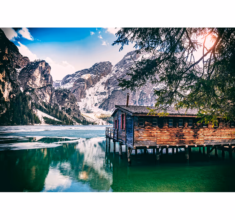 Braies lake Mountain wall mural - TenStickers