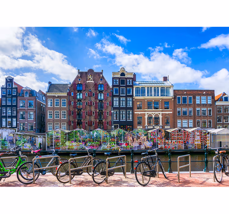 Amsterdams kanaal met huizen Amsterdam wall mural - TenStickers