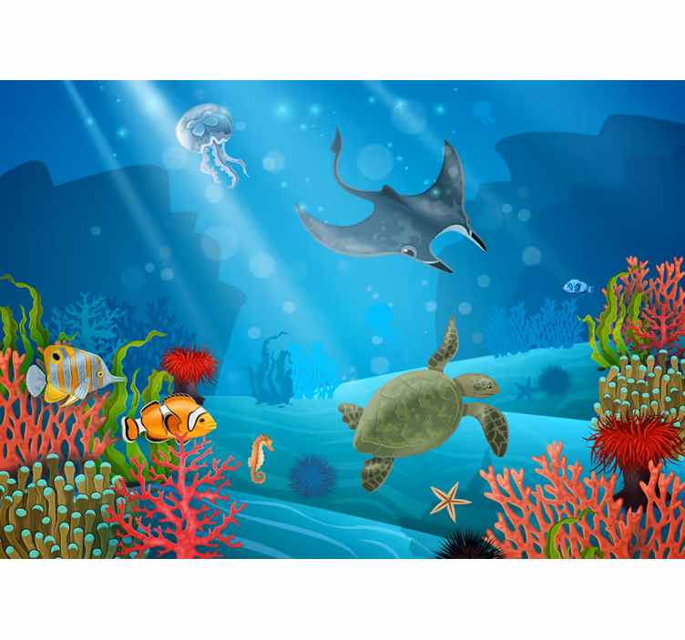 Underwater sea wall mural - TenStickers