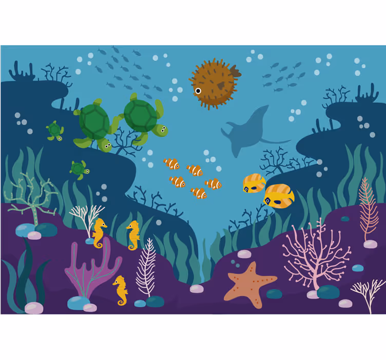 Underwater Cartoon Scene nursery wall mural - TenStickers