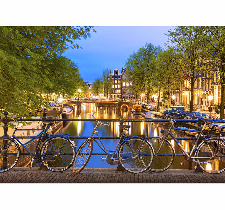 Amsterdam wall mural amsterdam canal at dusk - TenStickers