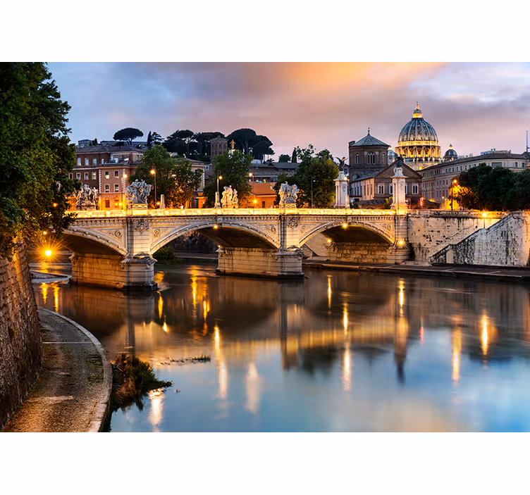City wall mural rome's majestic bridge - TenStickers