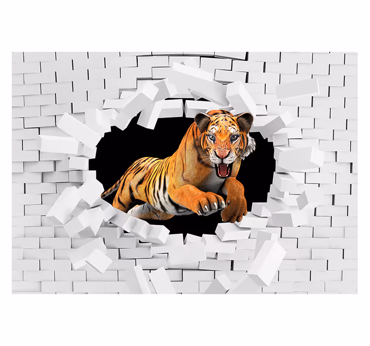 Leaping Tiger animal wall mural - TenStickers