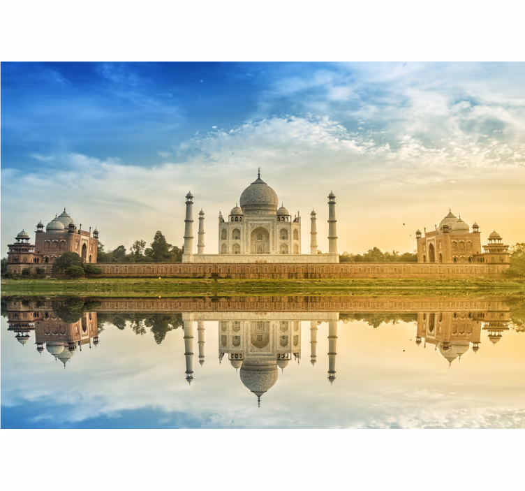 Taj Mahal and reflection lake wall mural - TenStickers