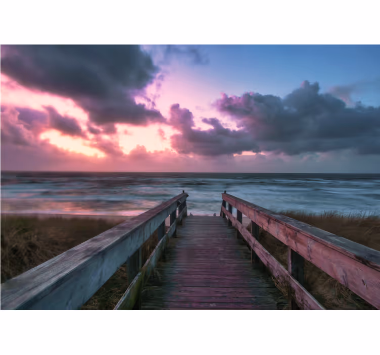 Serene cloudy sunset ocean wall mural - TenStickers