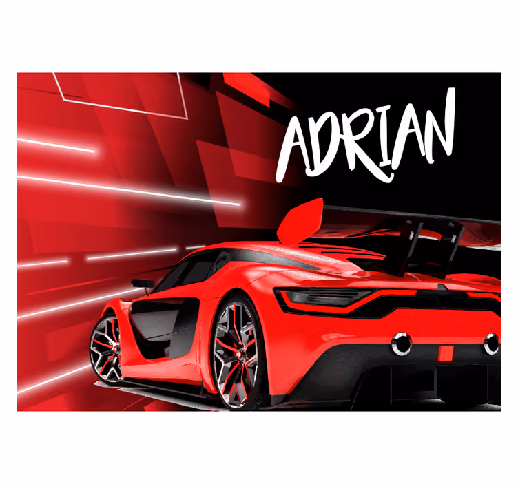 Red sporty car wall mural - TenStickers