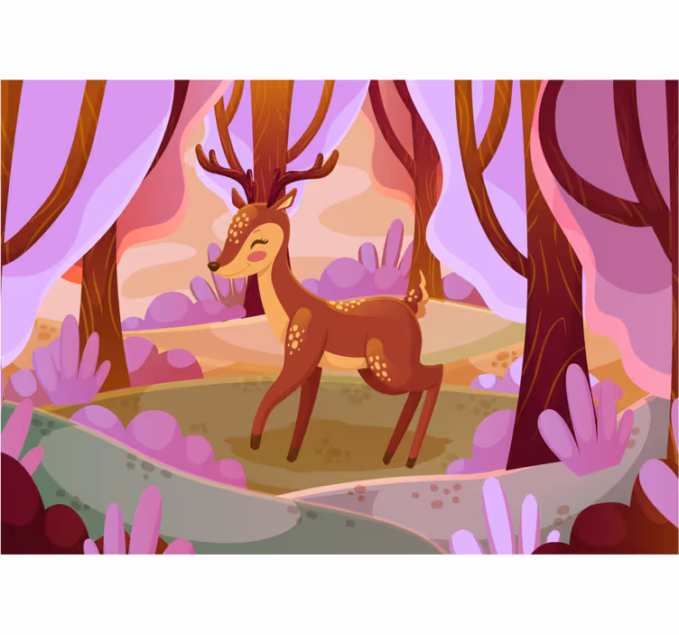 Animal wall mural charming forest deer - TenStickers