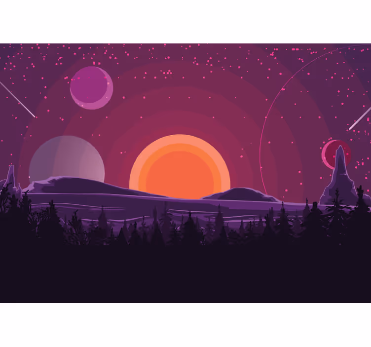 sun behind the mountain Kids wall Murals - TenStickers