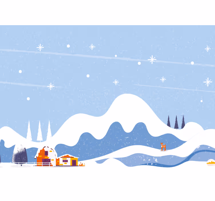 Drawn snowy mountain  childrens wall mural - TenStickers