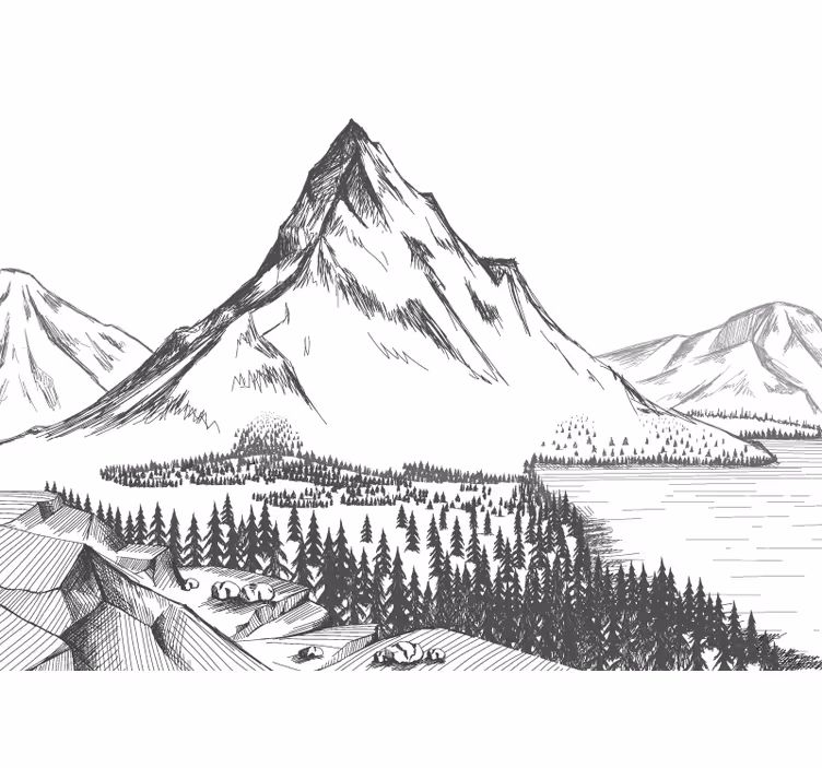 mountain peaks illustration Kids wall Murals - TenStickers