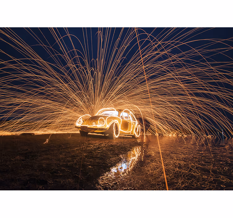 Vehicle wall mural classic car flames - TenStickers
