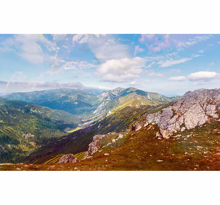 Mountain wall mural panoramic mountain view - TenStickers