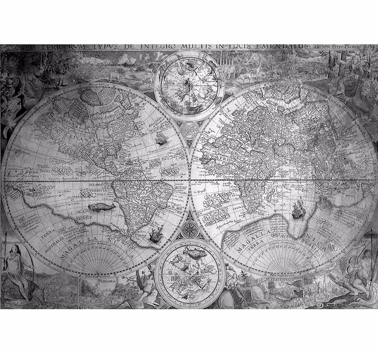 World map wall mural detailed historical map - TenStickers