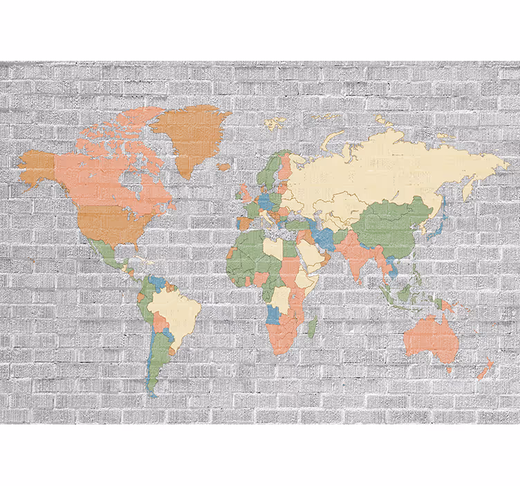 World map wall mural extensive global atlas - TenStickers