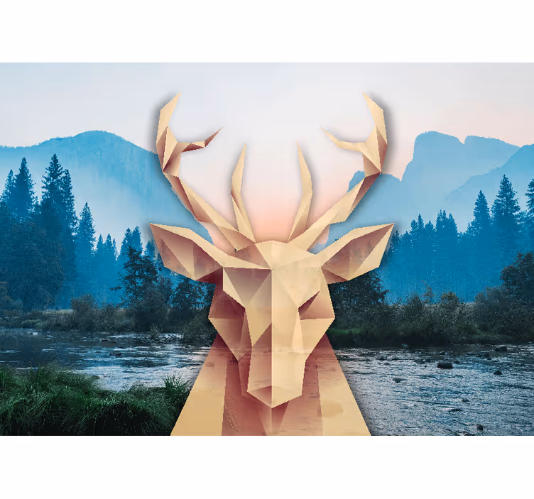 Geometric Stag Portrait animal wall mural - TenStickers