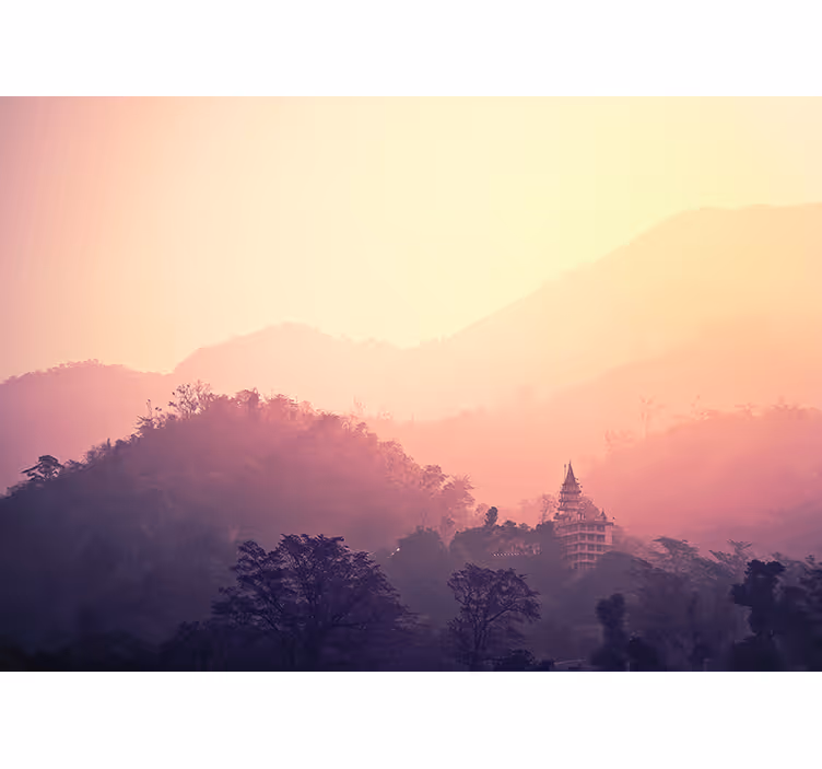 Mountain Temple View nature wall mural - TenStickers