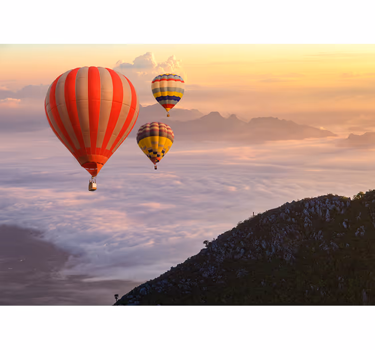 Landscape wall mural airborne balloons - TenStickers