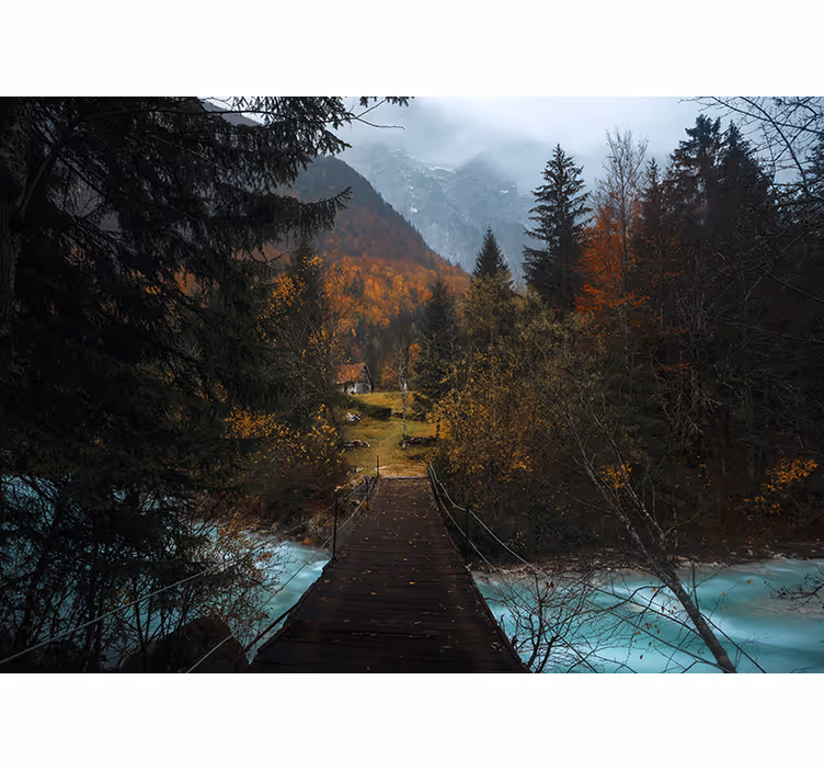 Wooden Bridge Path landscape wall mural - TenStickers