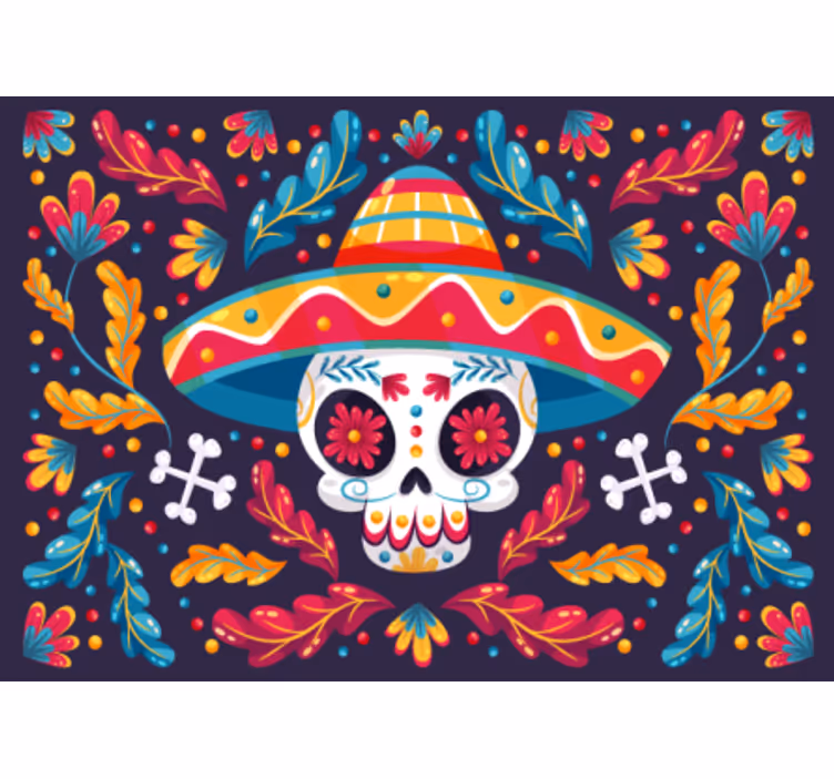 Smilling skull mexican fantasy wall mural - TenStickers
